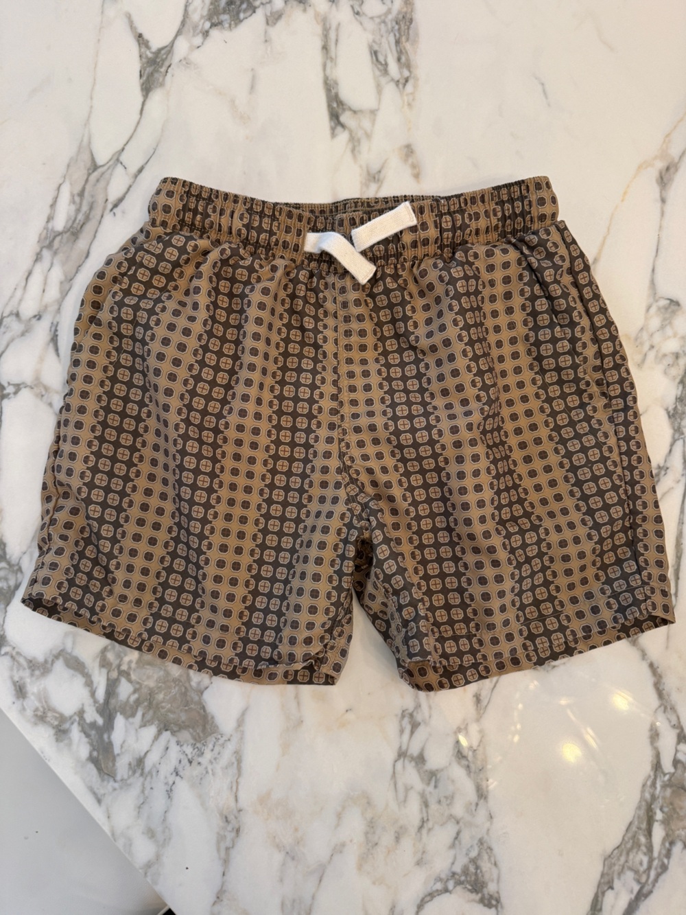 OAS Kids Tan and Black Patterned Swim Trunks